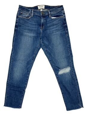FRAME Le Skinny de Jeanne Cooper Distressed Crop Jeans Size 27